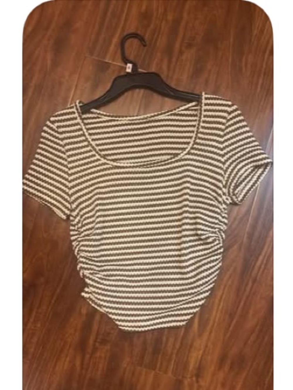 Brown and white striped tee